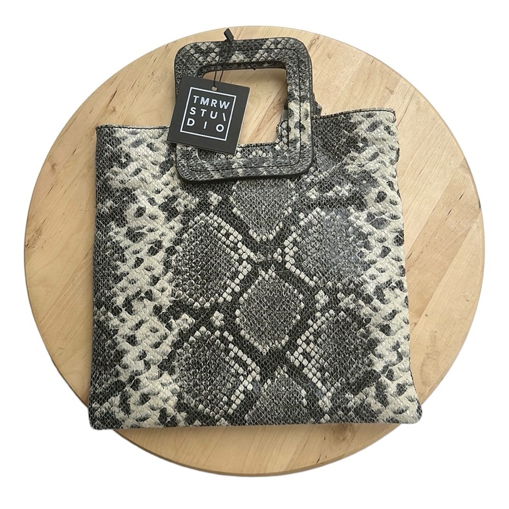 NWT TMRW STU/DIO Mateo 100% Leather Black Multi Python 3-in-1 Bag OS
